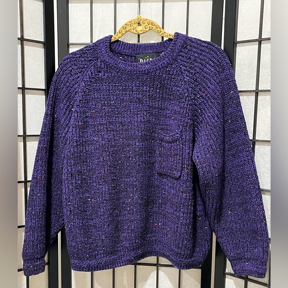 VINTAGE PASTA Purple CONFETTI Knit SWEATER,WOMEN SIZE L